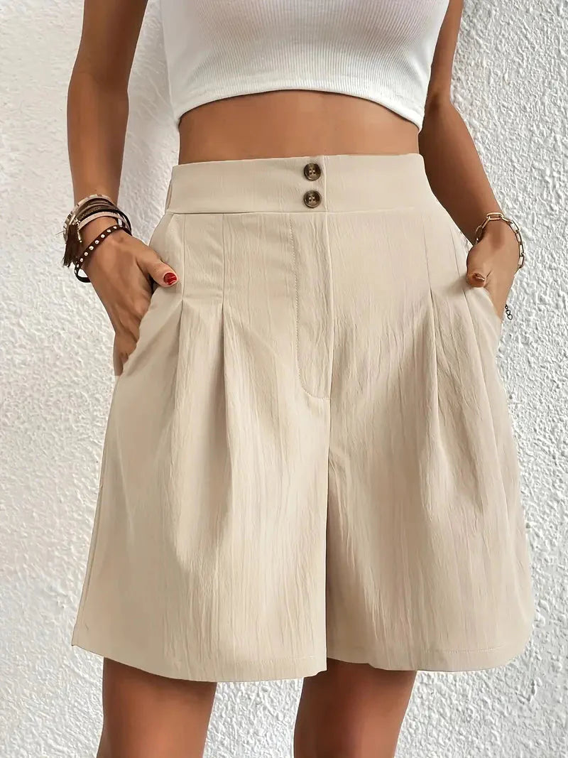 Levoire | Shorts, Poches Obliques, Taille Haute, Shorts Pour Femmes, Vêtements D'Été Abricot