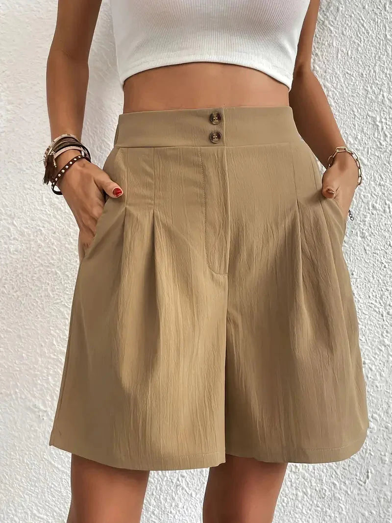 Levoire | Shorts, Poches Obliques, Taille Haute, Shorts Pour Femmes, Vêtements D'Été Khaki