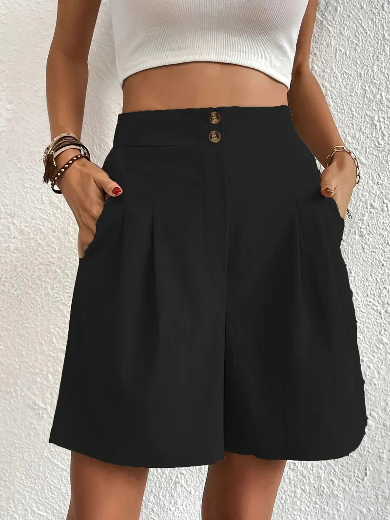 Levoire | Shorts, Poches Obliques, Taille Haute, Shorts Pour Femmes, Vêtements D'Été Noir
