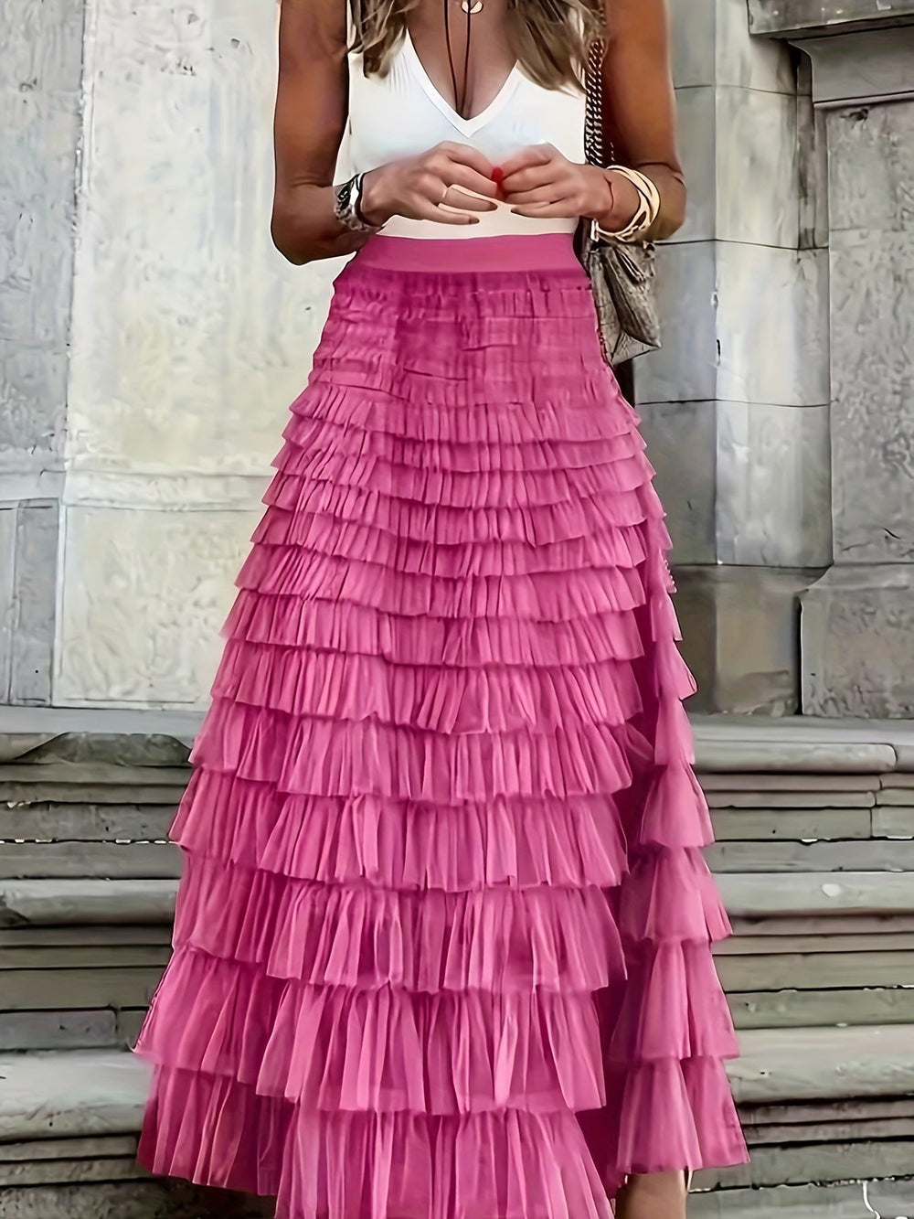 Levoire | Jupe En Tulle Intemporelle Élégante & Sophistiquée Rose foncé