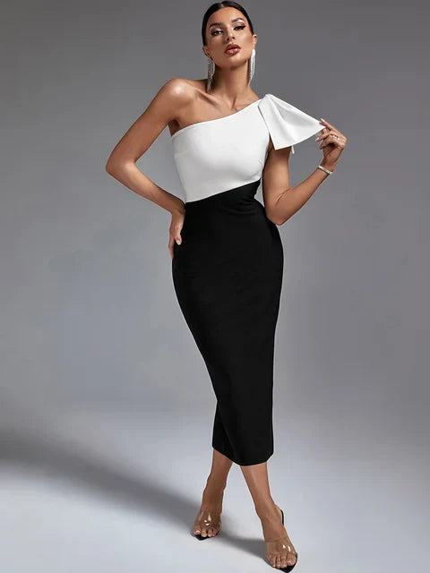 Levoire | Robe Élégante Chic Pour Événements Spéciaux Noir & Blanc