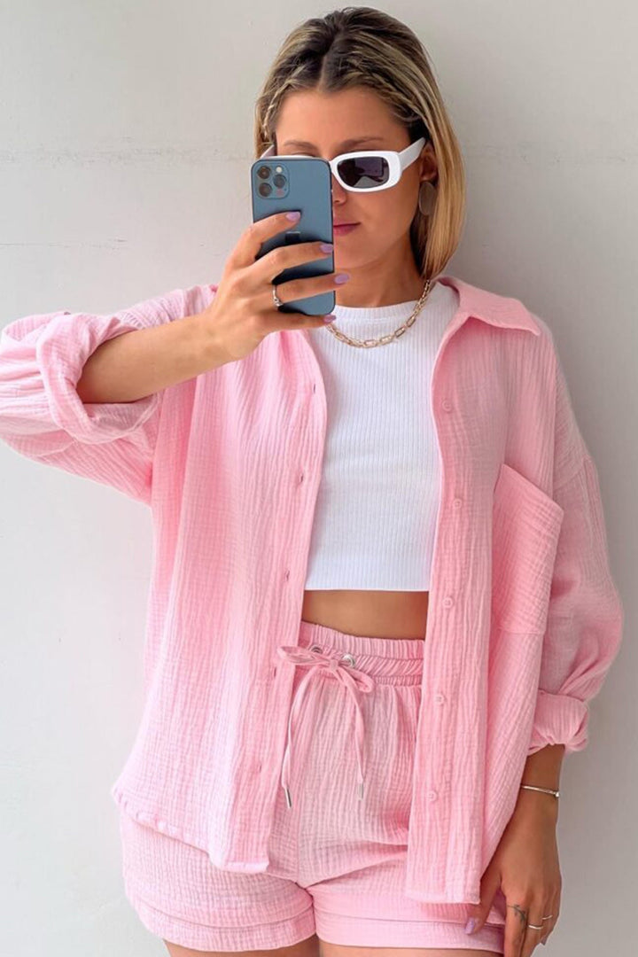 Levoire | Chemise Élégante Ensemble Court Rosa 2