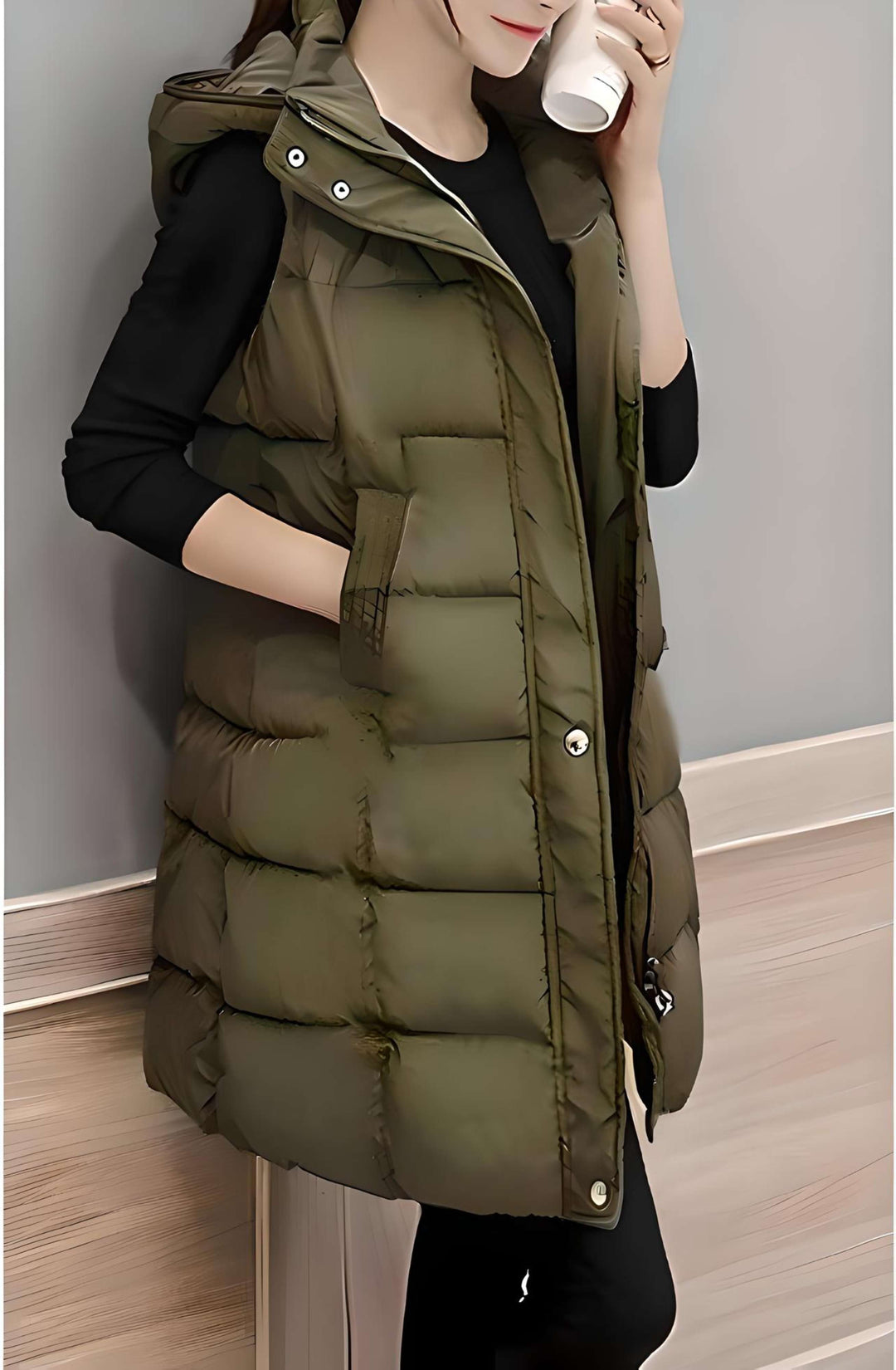 Levoire | Long Manteau Sans Manches Et Avec Capuche
