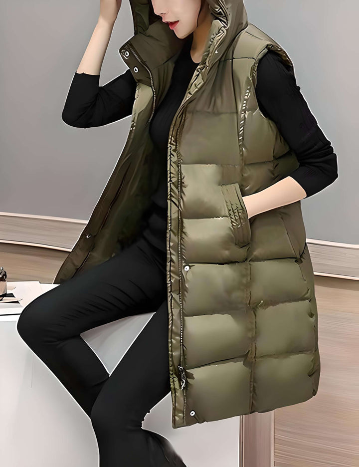 Levoire | Long Manteau Sans Manches Et Avec Capuche