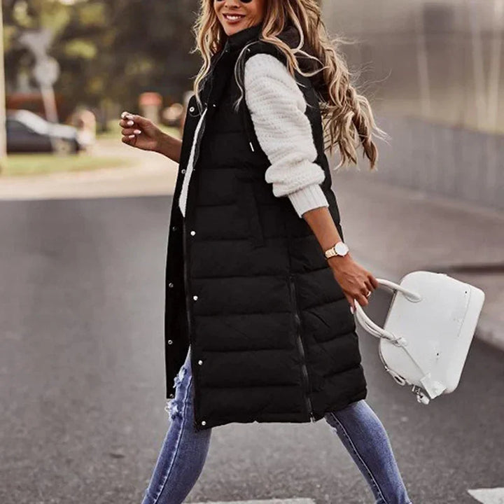 Levoire | Gilet Sans Manches Capuche Puffer Gilet Femme Noir