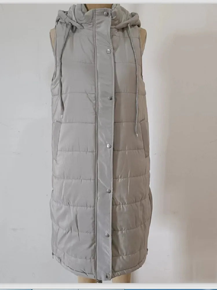 Levoire | Gilet Sans Manches Capuche Puffer Gilet Femme Gris
