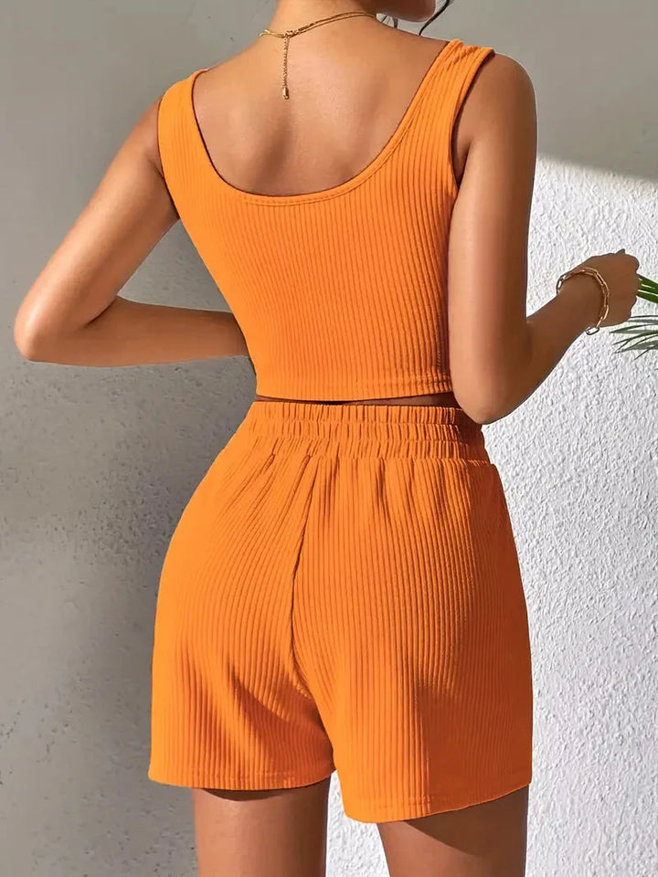 Levoire | Tenue Sportive Haut Côtelé & Shorts Pour Femmes
