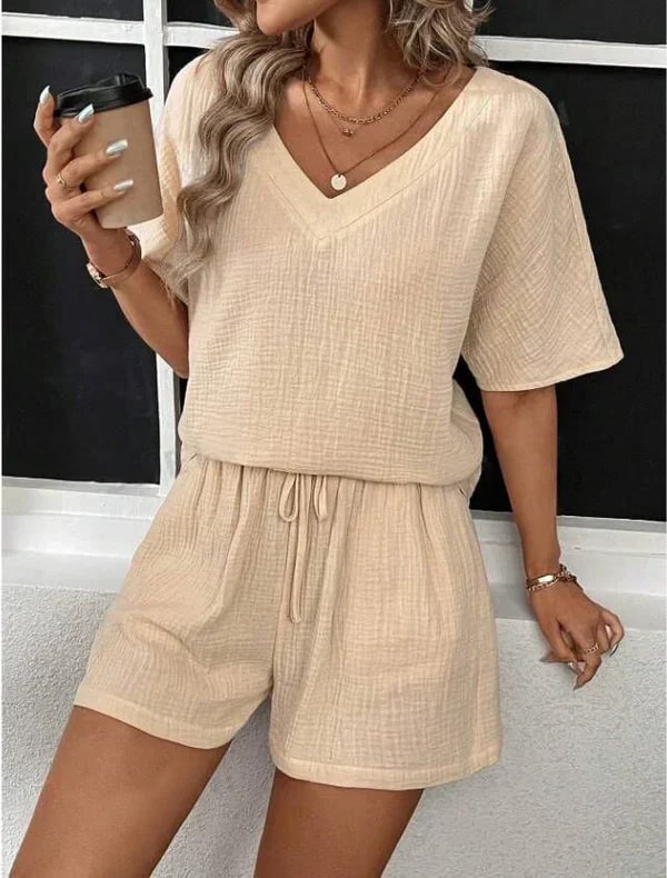 Levoire | Élégante Tenue D'Été Deux Pièces Beige