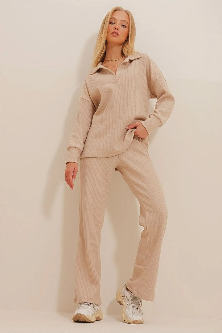 Levoire | Long Sleeve Flared Pants Two Piece Set Women'S Loungewear