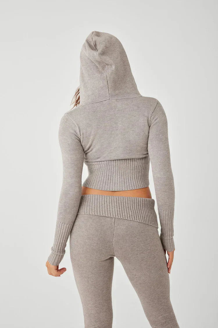Levoire | Ensemble À Zip Avec Capuche En Tricot Deux Pièces Vêtements De Détente Femme