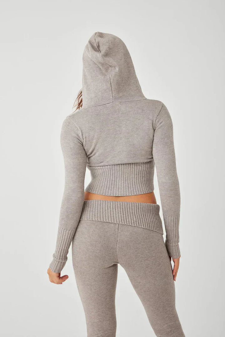 Levoire | Ensemble À Zip Avec Capuche En Tricot Deux Pièces Vêtements De Détente Femme