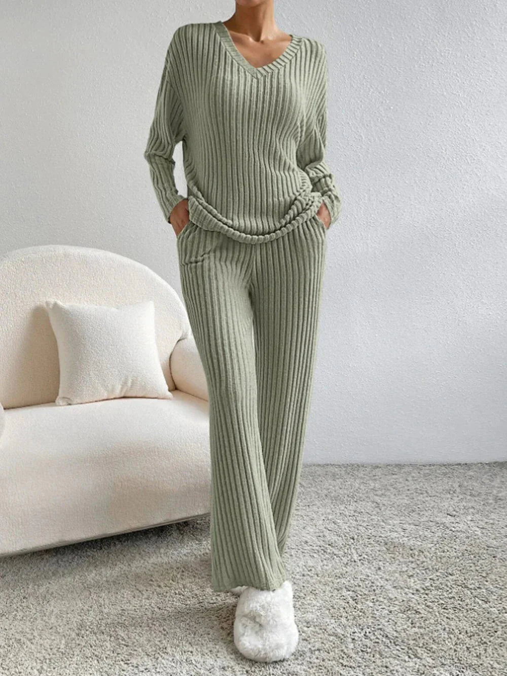 Levoire | Ensemble Rippé Manches Longues Vêtements De Détente Femme Vêtements Femme