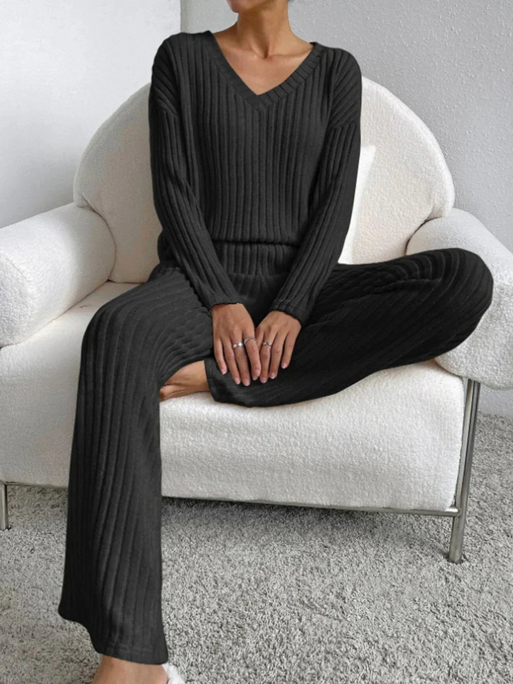 Levoire | Ensemble Rippé Manches Longues Vêtements De Détente Femme Vêtements Femme