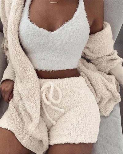 Levoire | Femmes Ensemble De Pyjama En Fleece 3 Pièces Pantalons De Lounge