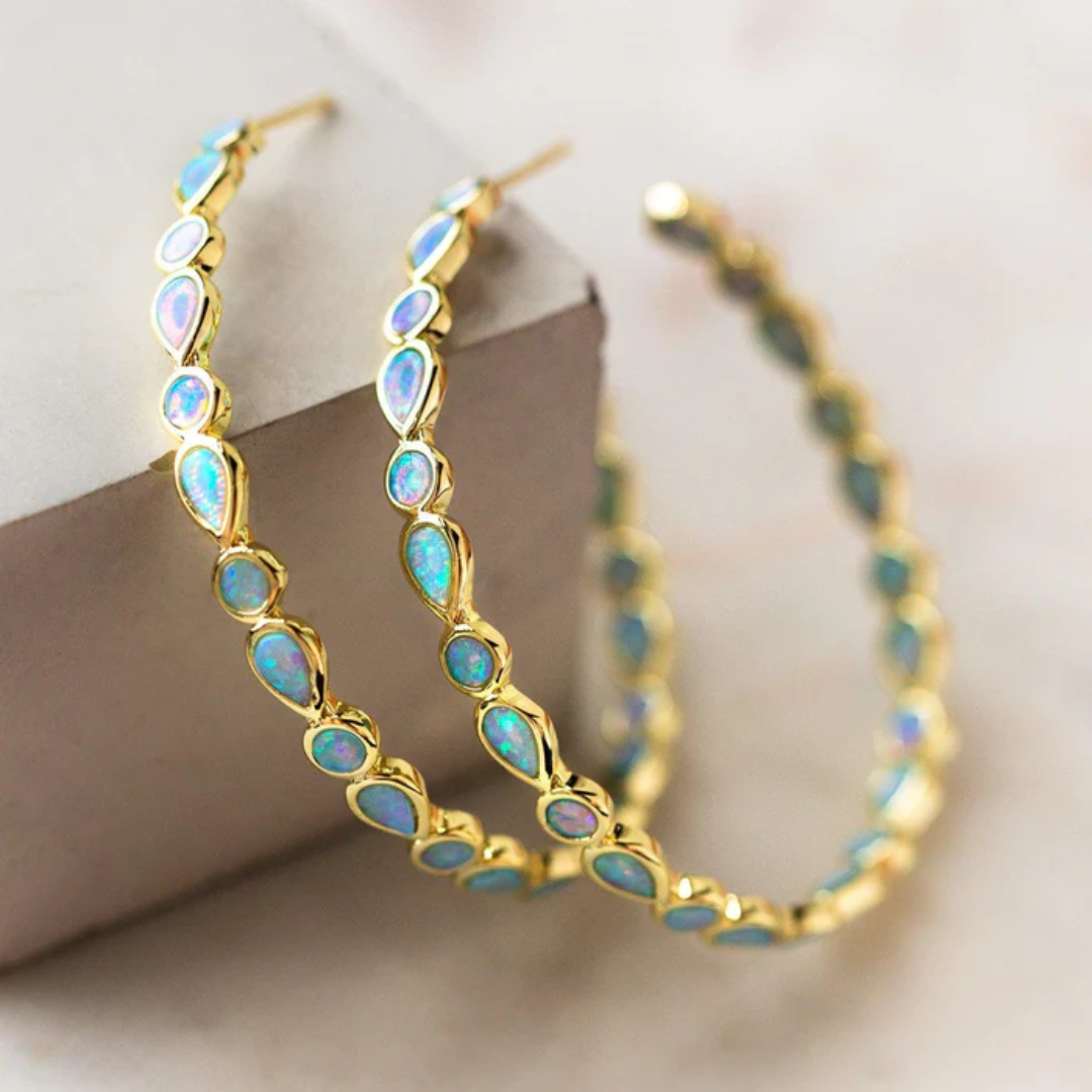Levoire | Commande De Vin Boucles D'Oreilles Opale Bleue Or Or