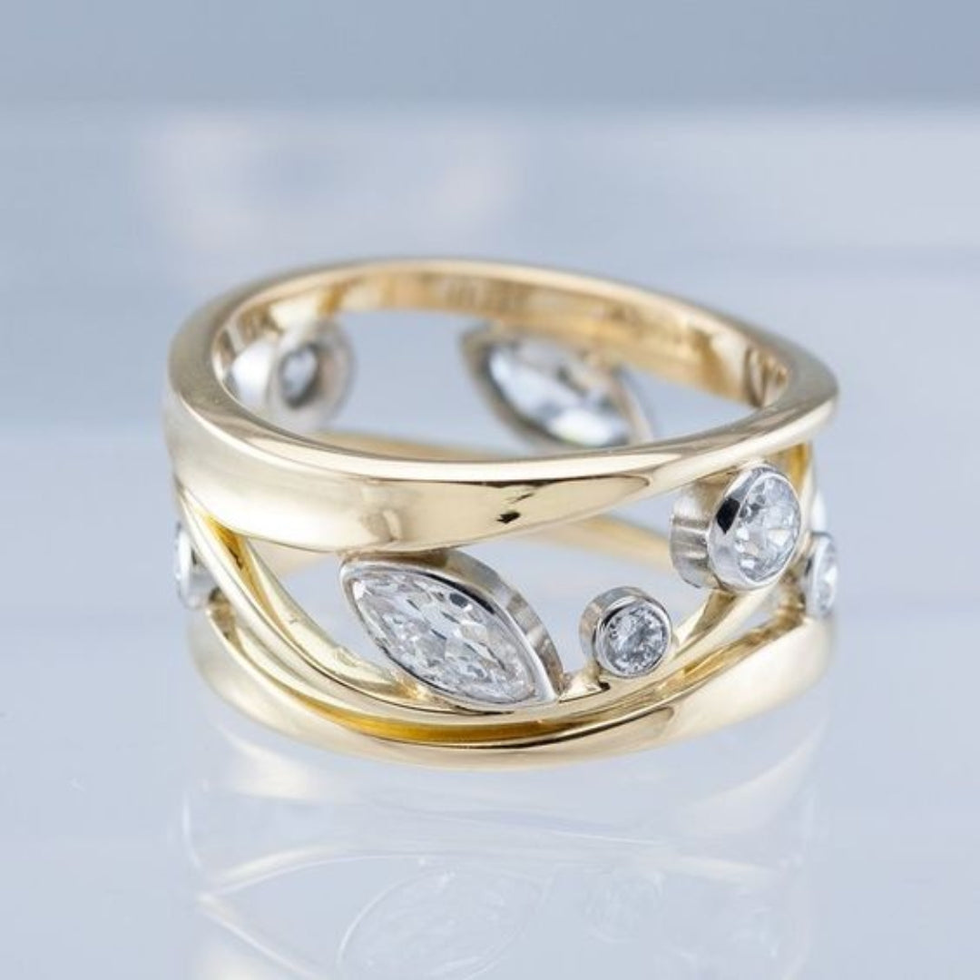 Levoire | Bague En Or Avec Zircon Dans Un Style Rétro 10
