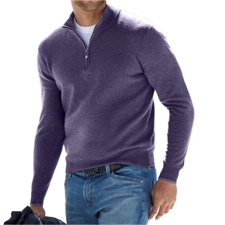 Levoire | Sweat À Col Polo Avec Fermeture Éclair Pour Hommes Lilas