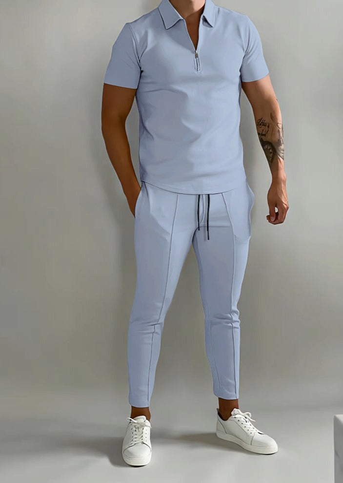 Levoire | Ensemble Pour Hommes 2 Pièces Avec Polo Et Joggers Bleu clair