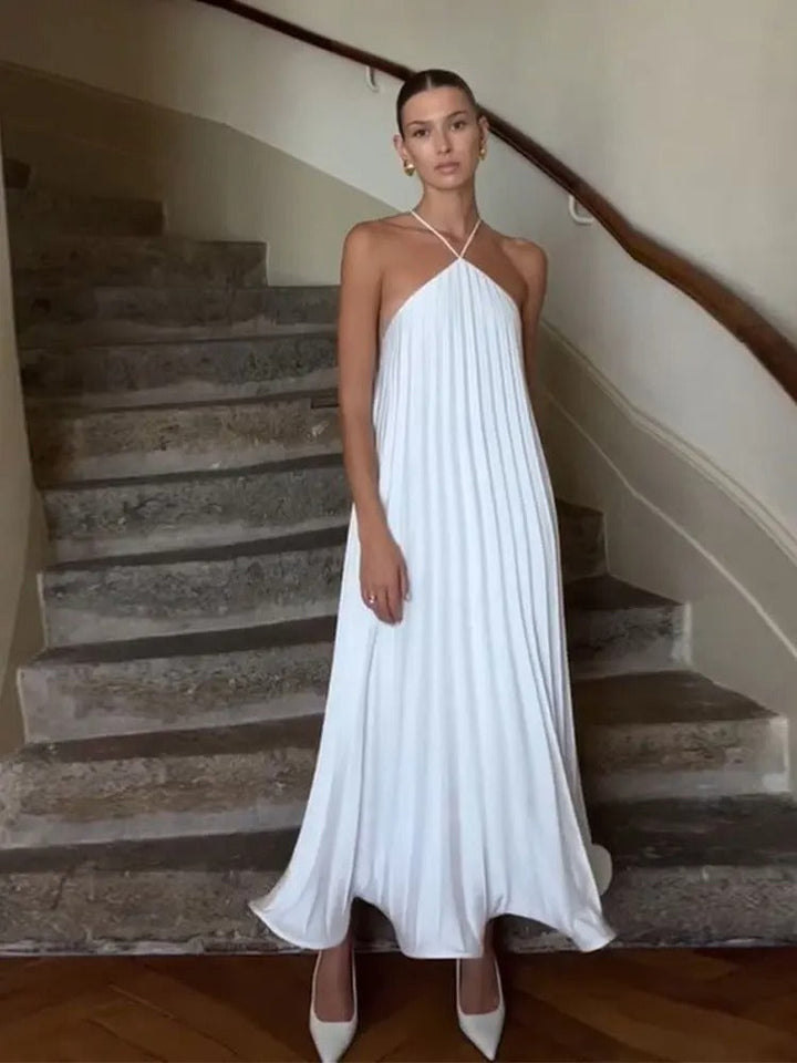 Levoire | Robe Halter Plissée Luxe Blanc