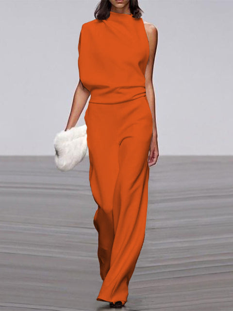 Levoire | Robe Sans Manches À Une Épaule Avec Jambes Larges Orange