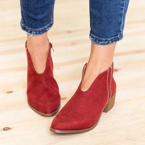 Levoire | Bottines Sexy À Décolleté En V Pour Femmes Rot