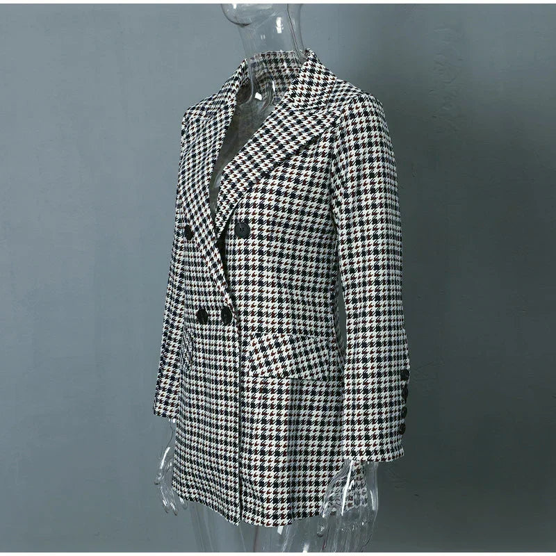 Levoire | Blazer Long Carreauté Pour Femmes
