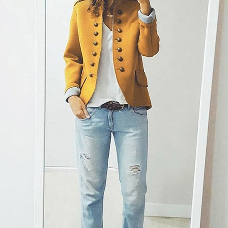 Levoire | Blazer À Manches Longues Et Boutons Modernes Jaune