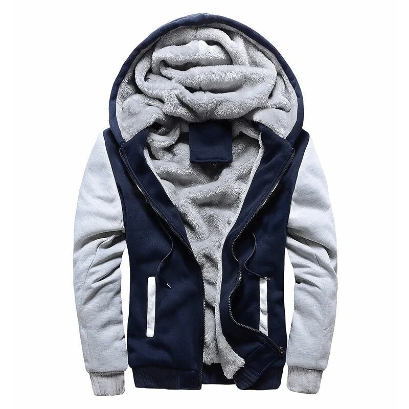 Levoire | Veste En Fleece À Manches Longues Avec Capuche Et Zip Bleu et Gris