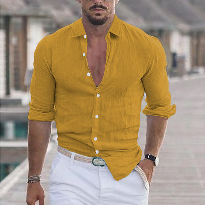 Levoire | Chemise En Lin Pour Hommes jaune