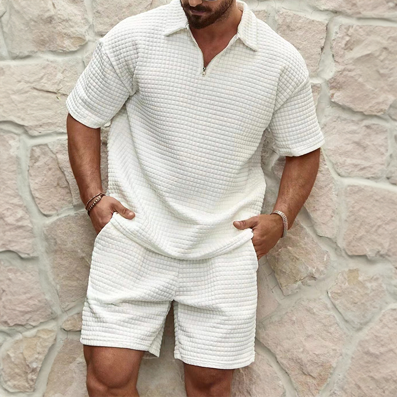 Levoire | Ensemble Polo Et Shorts D'Été Pour Hommes Blanc