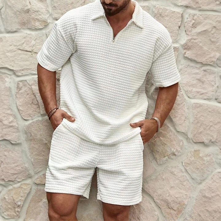 Levoire | Ensemble Polo Et Shorts D'Été Pour Hommes Blanc