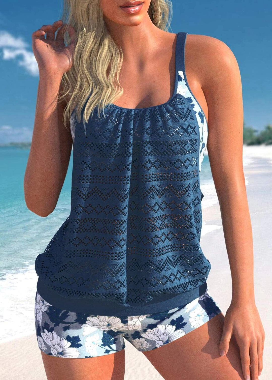 Levoire | Ensemble De Tankini Élégant Marine bleu