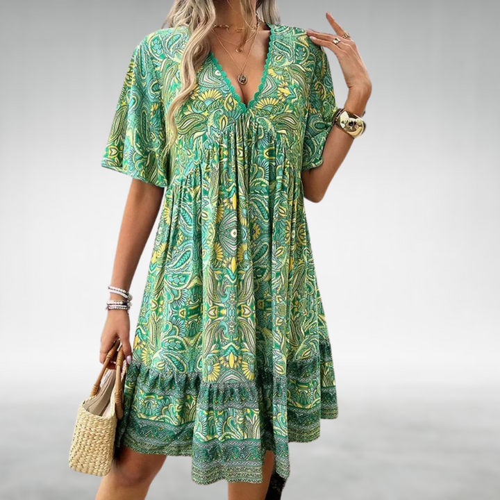 Levoire | Robe Boho Swing Vert foncé (Presque épuisé)