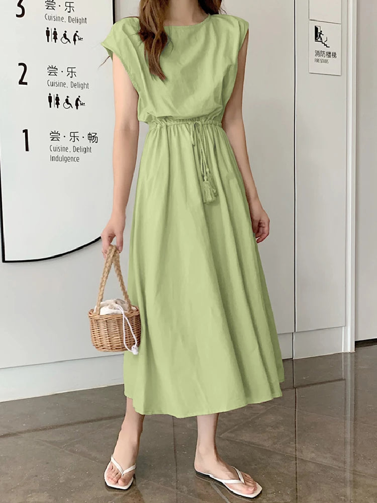 Levoire | Robe Midi Avec Franges Et Nœuds Vert clair