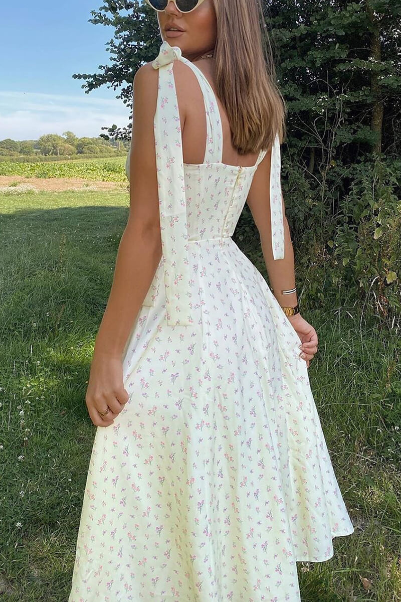 Levoire | Belle Robe Midi Avec Bretelles Et Fente