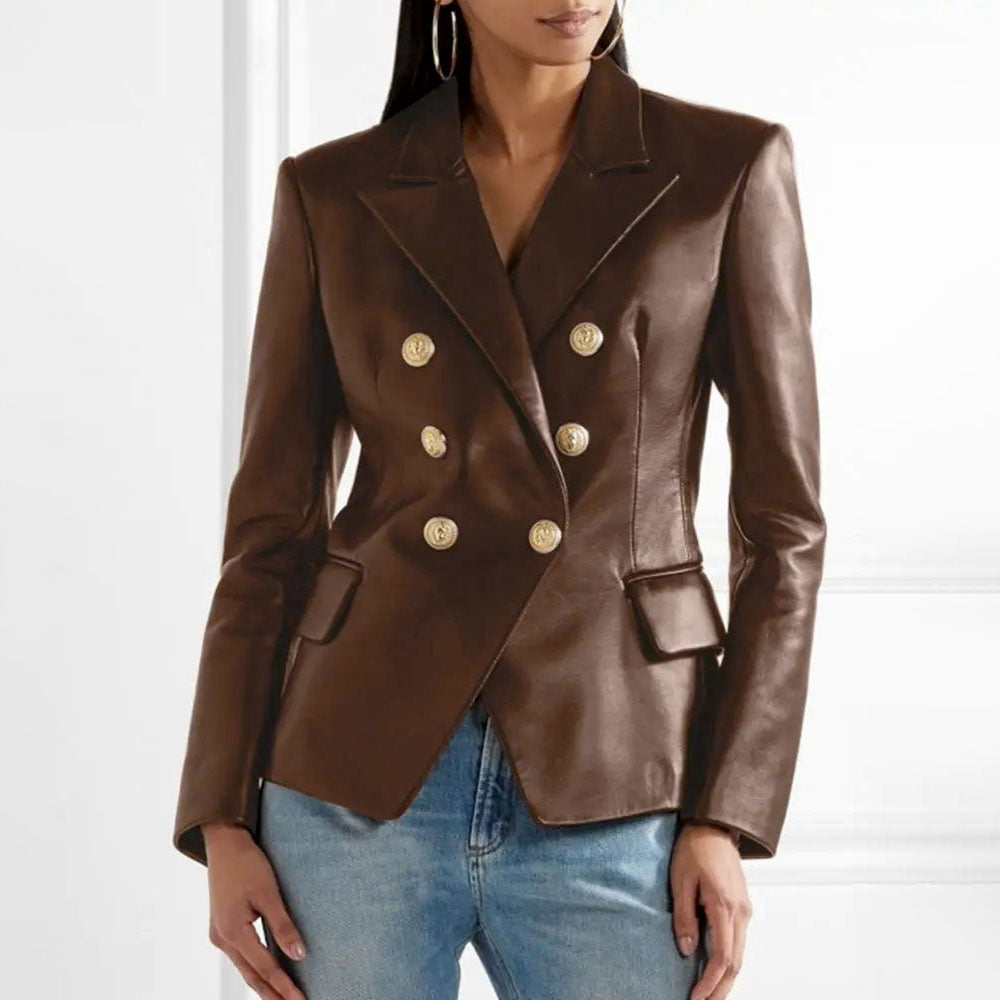 Levoire | Veste De Moto En Peau De Mouton Pour Femmes Braun