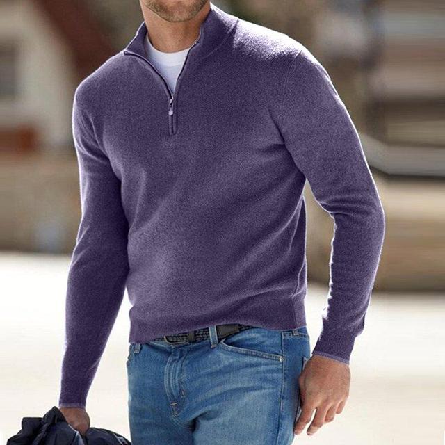 Levoire | Merino V-Neck Pull Avec Fermeture Éclair lilas