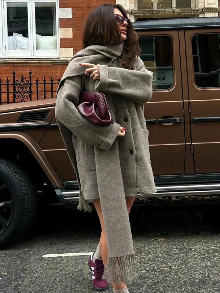 Levoire | Écharpe Veste Femme Avec Grande Taille Modèle Simple Boutonnage Et Longueur Genou