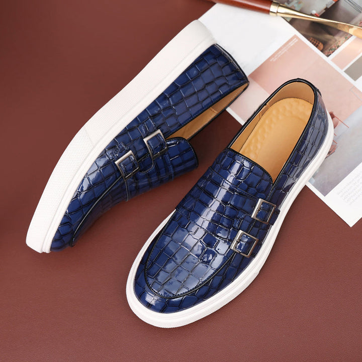 Levoire | Mocassins Double Boucle Tendance Sur Semelle Blanche Bleu