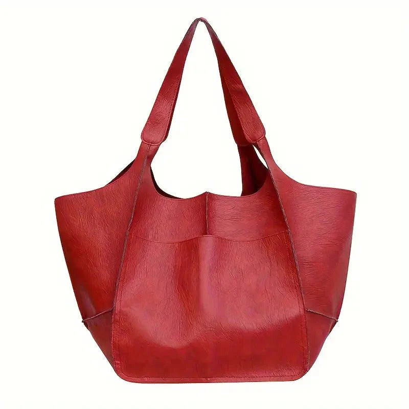 Levoire | Sac À Bandoulière Grand Cuir Pu Doux Tote Bag Rouge