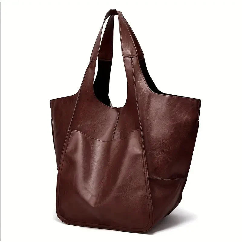 Levoire | Sac À Bandoulière Grand Cuir Pu Doux Tote Bag Kaki Foncé