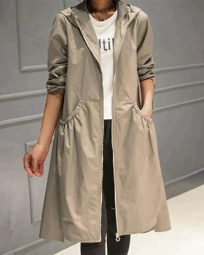 Levoire | Imperméable Long Élégant Avec Capuche
