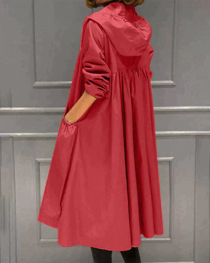 Levoire | Imperméable Long Élégant Avec Capuche Rot