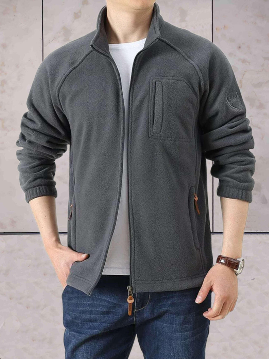 Levoire | Avec Col Haut, Design Bicolore Et Fermeture Éclair Gris