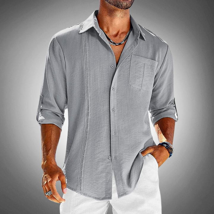 Levoire | Hommes Chemise Décontractée À Manches Longues À Boutons Gris clair