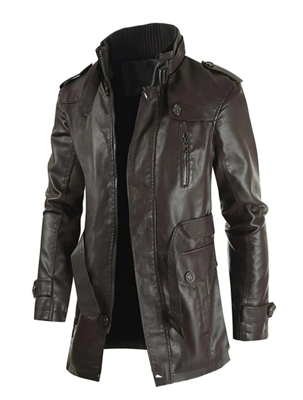 Levoire | Veste Zippée À Manches Longues Avec Ceinture Ajustable Marron foncé