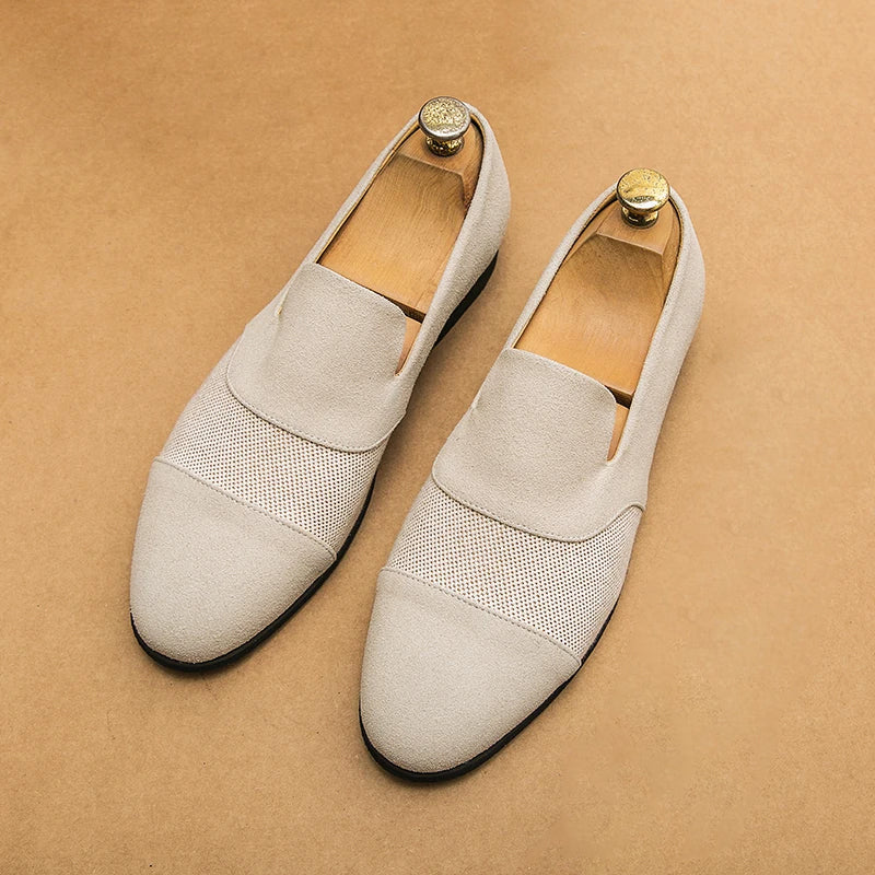Levoire | Mocassins En Cuir Luxe Pour Hommes Effet Givré Beige