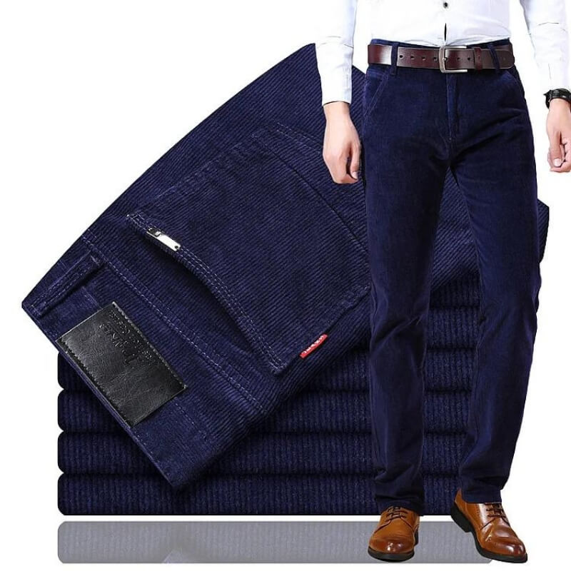 Levoire | Pantalons En Velours Côtelé Pour Hommes Bleu foncé