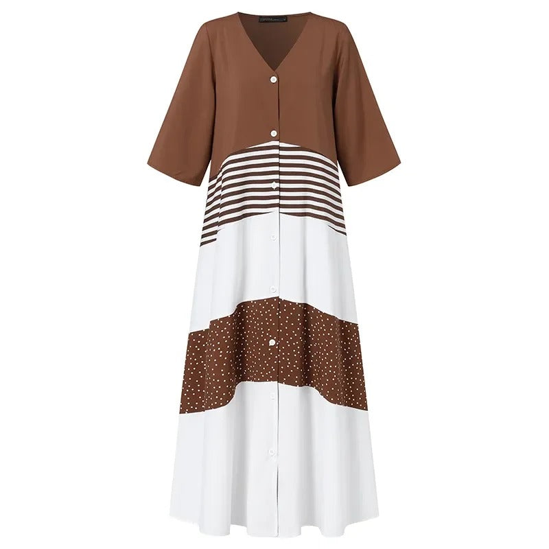 Levoire | Robe Rayée Avec Fermeture À Boutons Pour Femmes