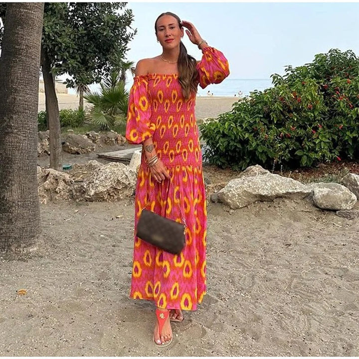 Levoire | Manches Courtes Volant Robe Off-Épaule Robe D'Été Belinda colorée